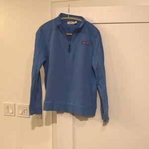 Vineyard Vines Blue Shep Quarter Zip, Size Large